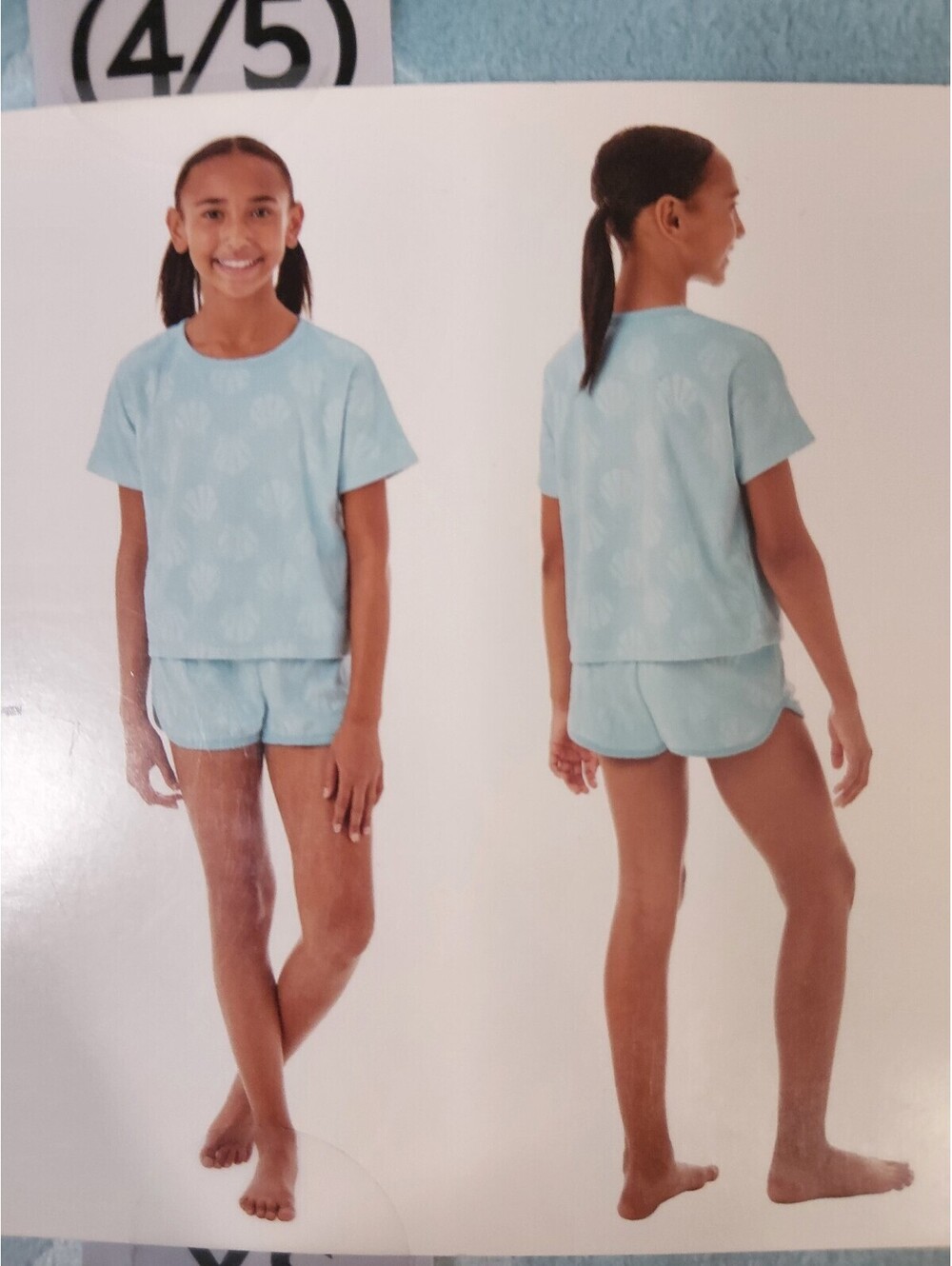 Girls Cozy Pajama Set - Light Blue, Size XS (4/5)  0046